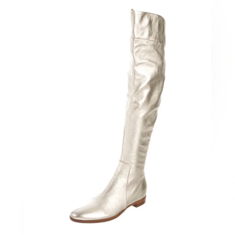 Sergio Rossi Vintage Metallic Gold Over-the-Knee Boots | Italian Designer size 5